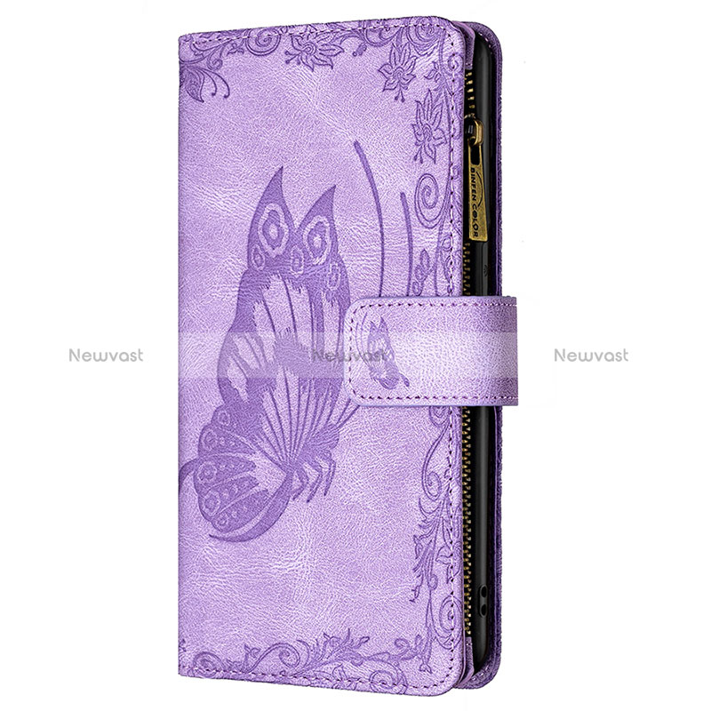 Leather Case Stands Butterfly Flip Cover L08 Holder for Apple iPhone 14 Pro Max Purple