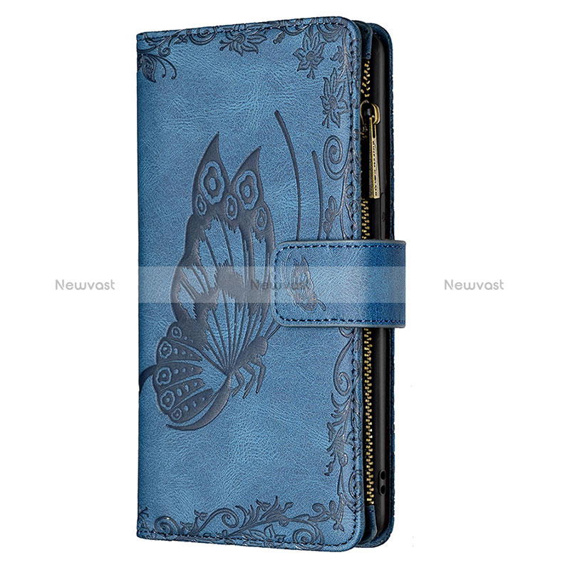 Leather Case Stands Butterfly Flip Cover L08 Holder for Apple iPhone 15 Blue