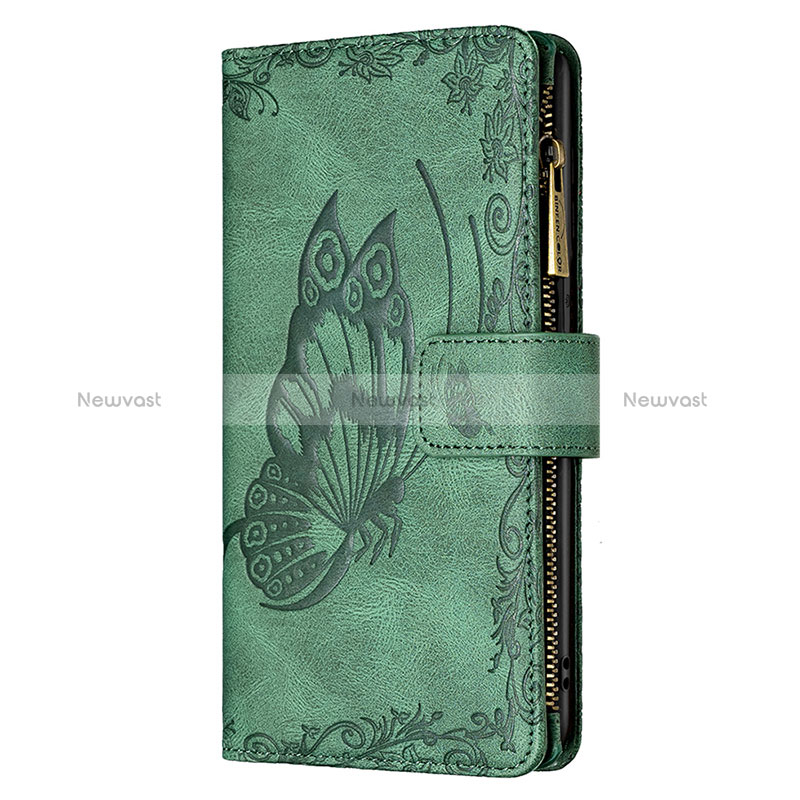 Leather Case Stands Butterfly Flip Cover L08 Holder for Apple iPhone 15 Green