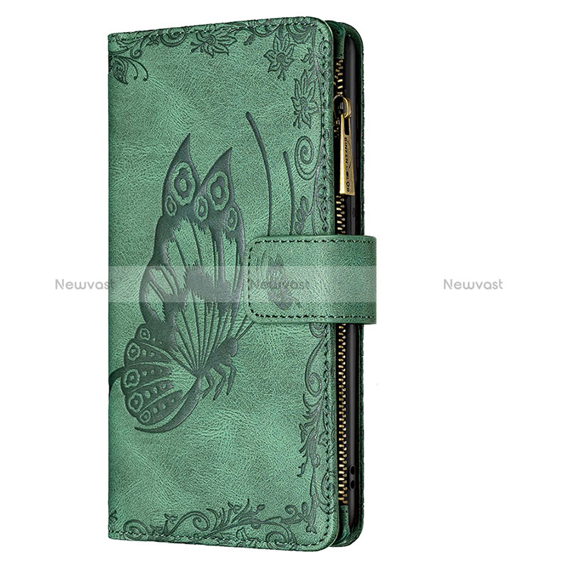 Leather Case Stands Butterfly Flip Cover L08 Holder for Apple iPhone 15 Green