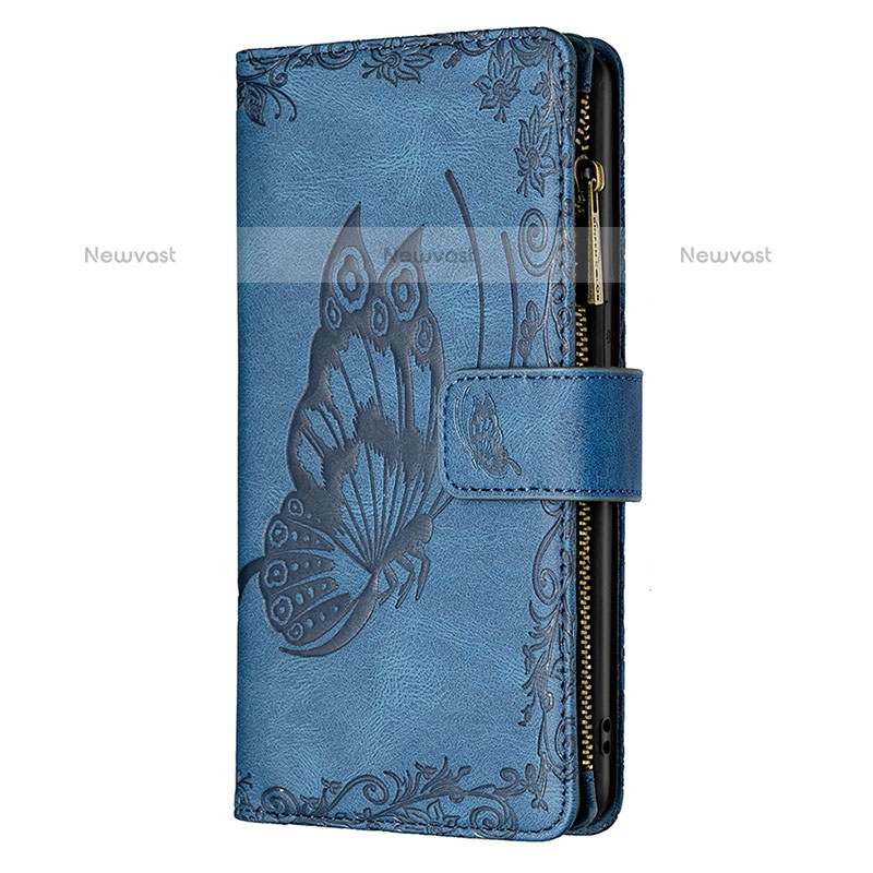 Leather Case Stands Butterfly Flip Cover L08 Holder for Apple iPhone 15 Pro Max Blue