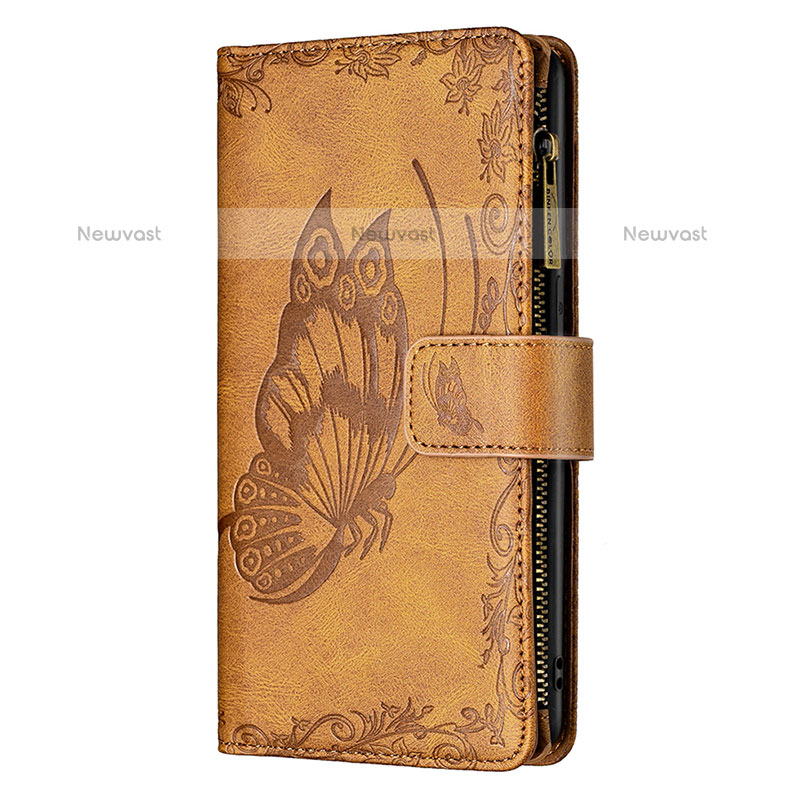 Leather Case Stands Butterfly Flip Cover L08 Holder for Apple iPhone 15 Pro Max Brown