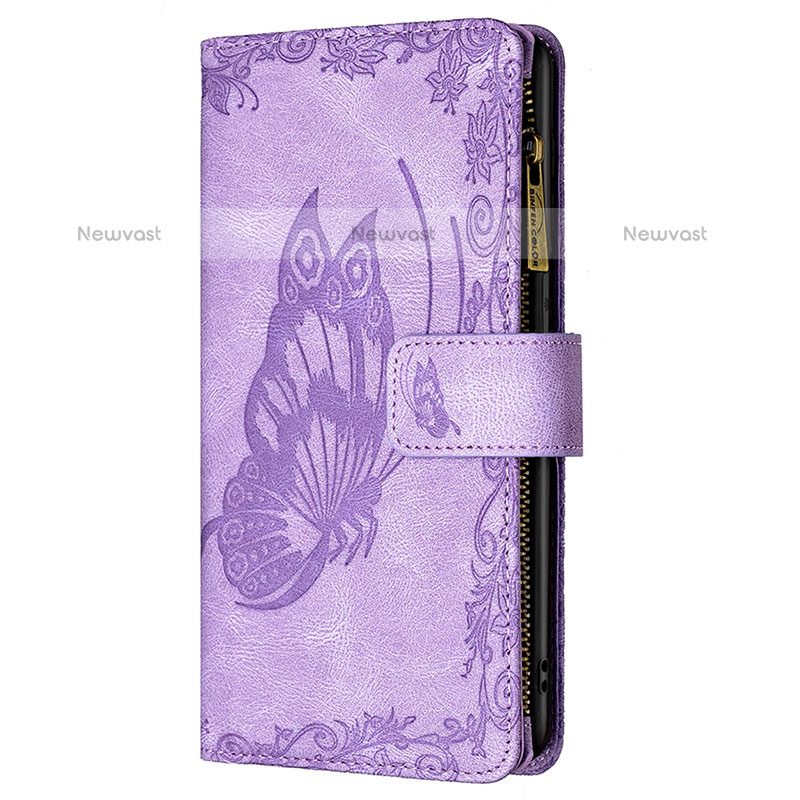 Leather Case Stands Butterfly Flip Cover L08 Holder for Apple iPhone 15 Pro Max Purple