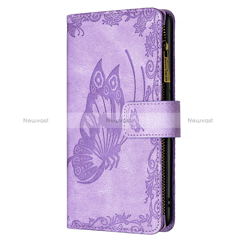 Leather Case Stands Butterfly Flip Cover L08 Holder for Apple iPhone 15 Purple