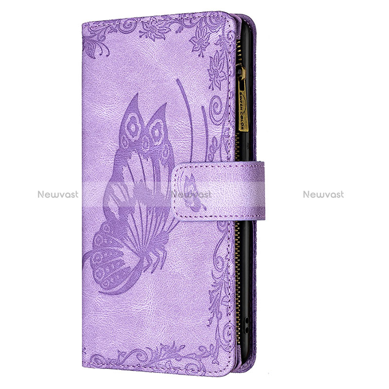 Leather Case Stands Butterfly Flip Cover L08 Holder for Apple iPhone 15 Purple