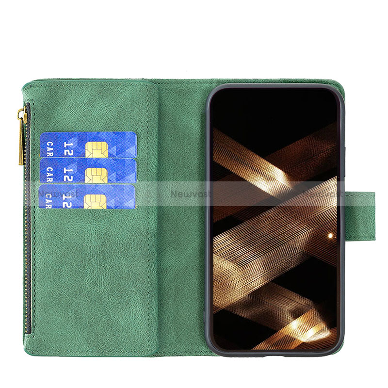 Leather Case Stands Butterfly Flip Cover L08 Holder for Apple iPhone 16 Pro Max Green