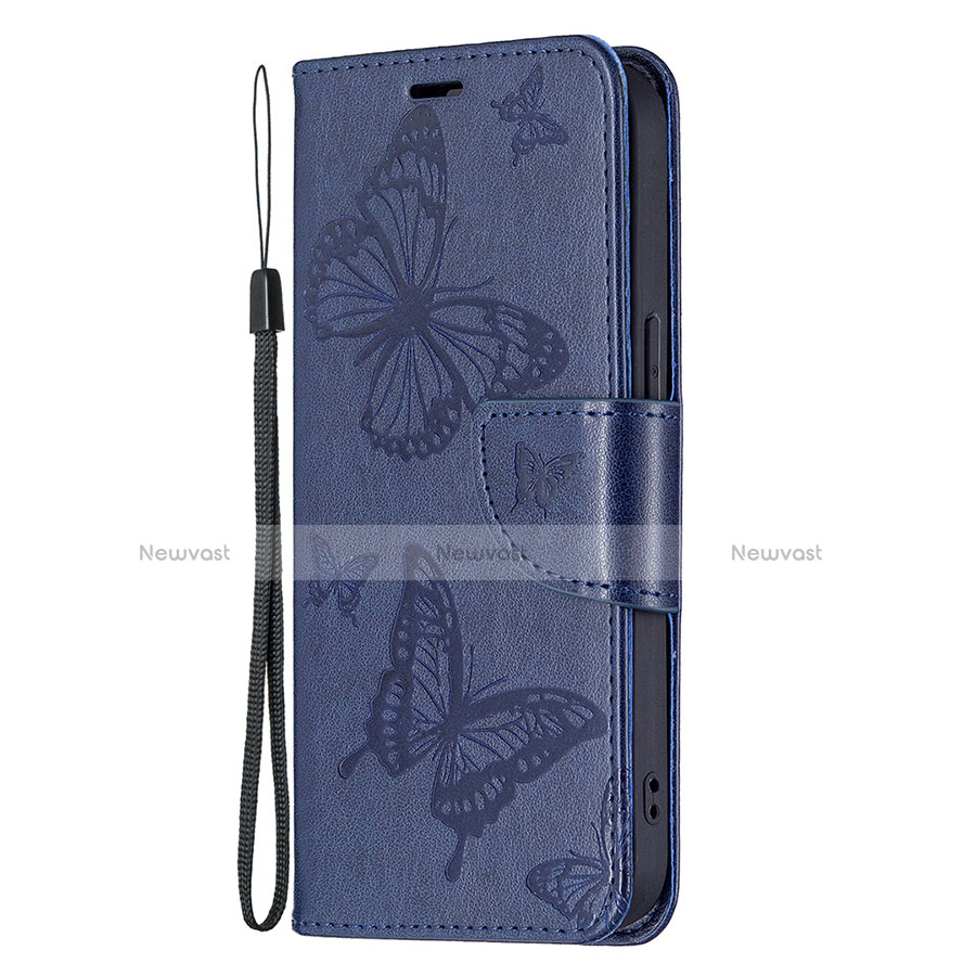 Leather Case Stands Butterfly Flip Cover L09 Holder for Apple iPhone 13 Blue