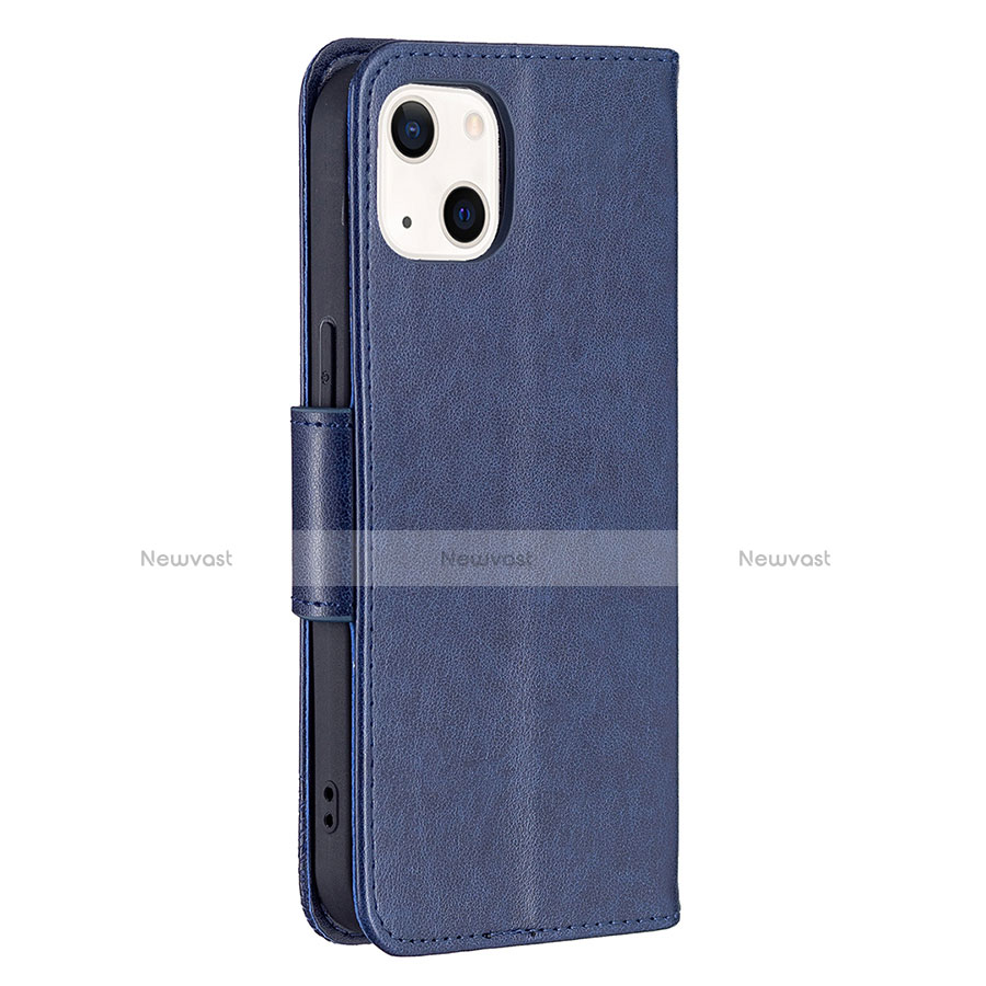 Leather Case Stands Butterfly Flip Cover L09 Holder for Apple iPhone 13 Blue