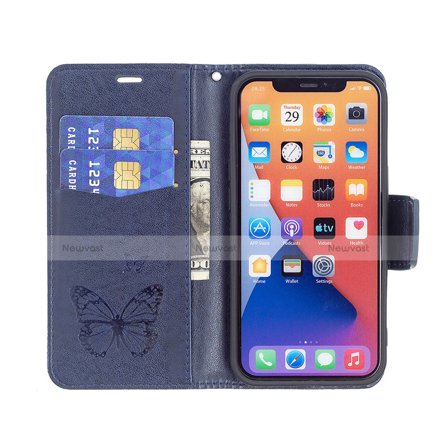 Leather Case Stands Butterfly Flip Cover L09 Holder for Apple iPhone 13 Blue