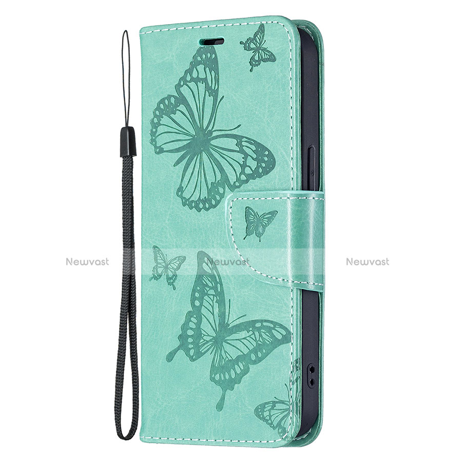 Leather Case Stands Butterfly Flip Cover L09 Holder for Apple iPhone 13 Mini Green