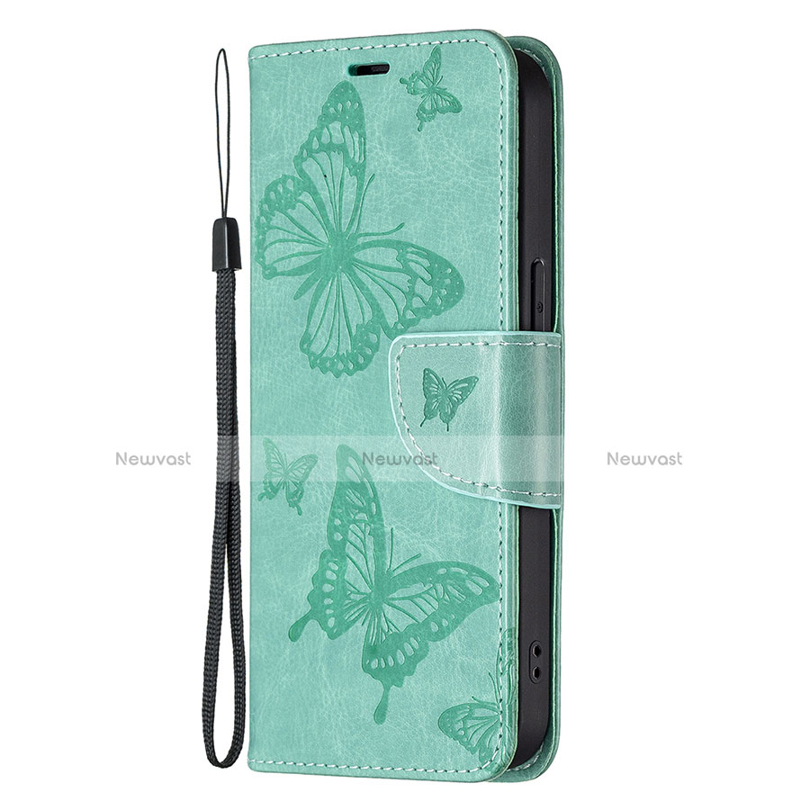 Leather Case Stands Butterfly Flip Cover L09 Holder for Apple iPhone 13 Pro Green