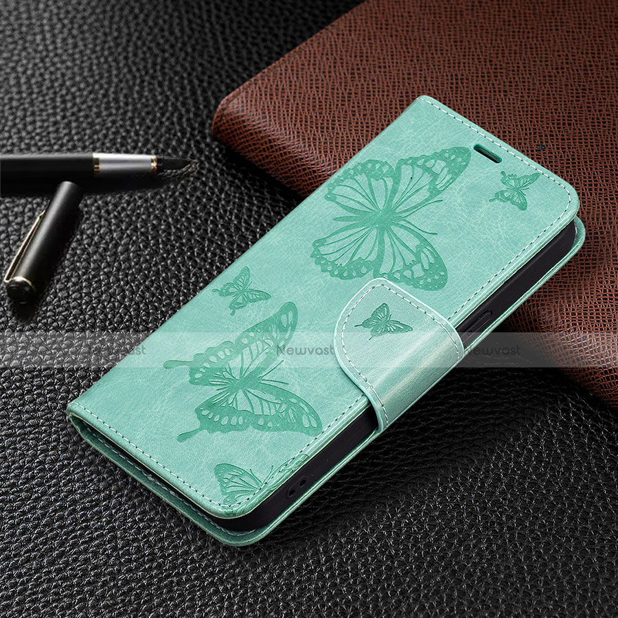 Leather Case Stands Butterfly Flip Cover L09 Holder for Apple iPhone 13 Pro Green