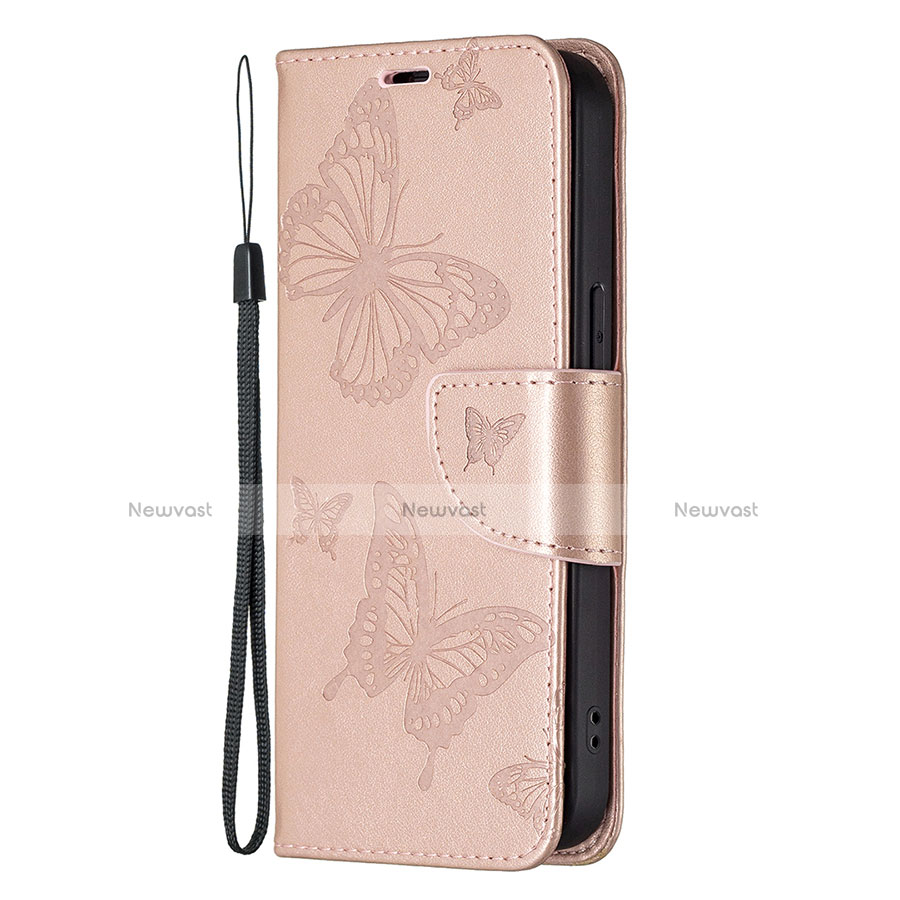 Leather Case Stands Butterfly Flip Cover L09 Holder for Apple iPhone 13 Pro Pink