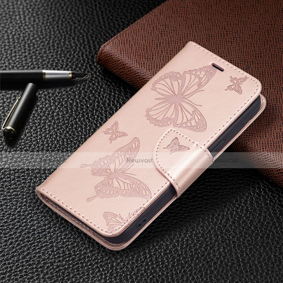 Leather Case Stands Butterfly Flip Cover L09 Holder for Apple iPhone 14 Pink