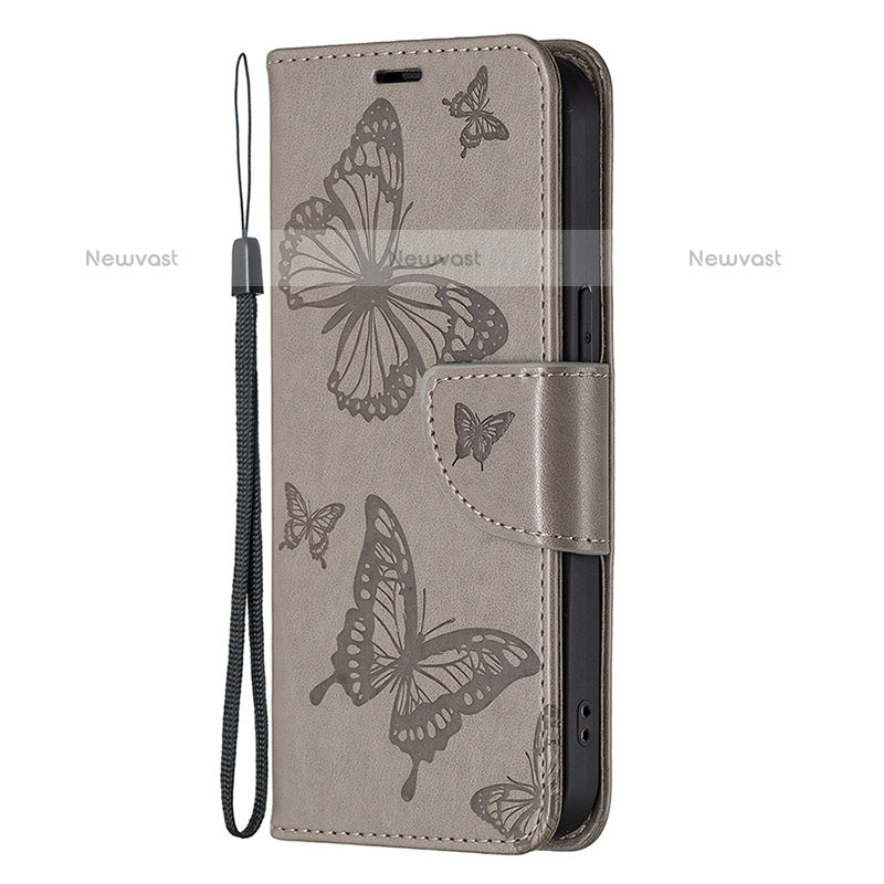 Leather Case Stands Butterfly Flip Cover L09 Holder for Apple iPhone 14 Pro Dark Gray