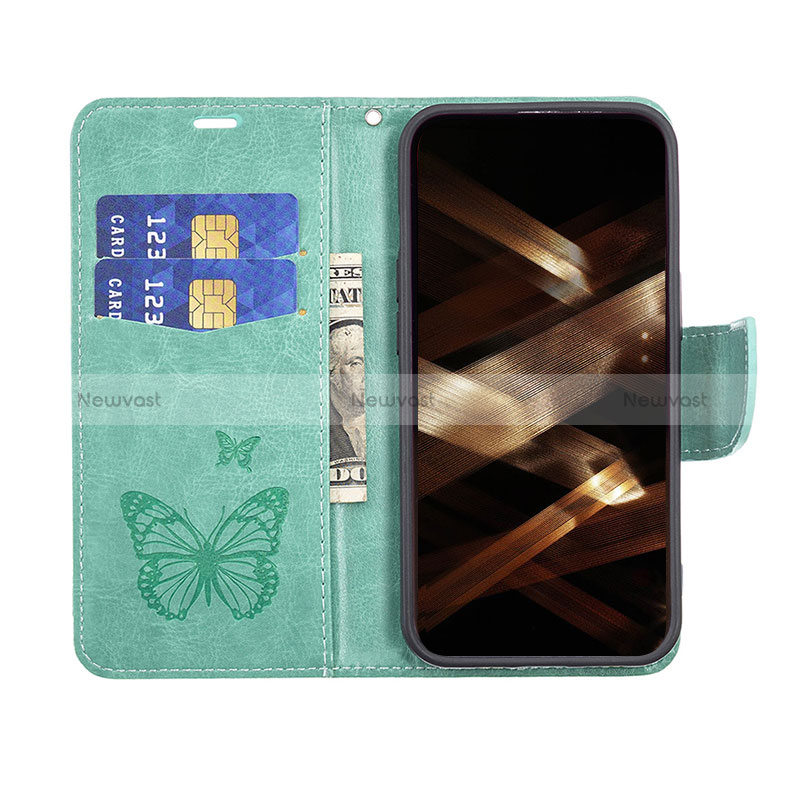 Leather Case Stands Butterfly Flip Cover L09 Holder for Apple iPhone 14 Pro Max Green