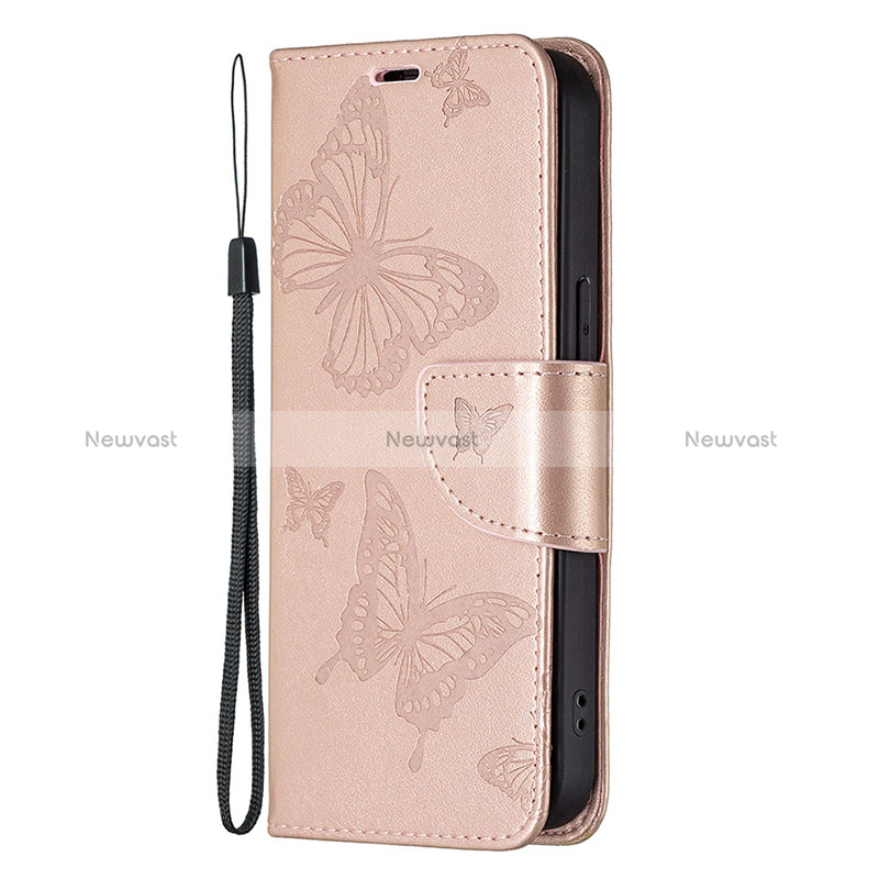 Leather Case Stands Butterfly Flip Cover L09 Holder for Apple iPhone 14 Pro Max Pink