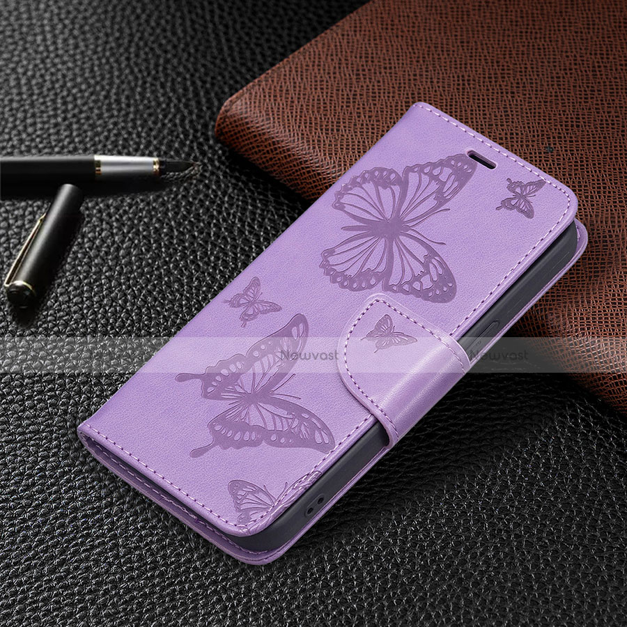 Leather Case Stands Butterfly Flip Cover L09 Holder for Apple iPhone 14 Purple