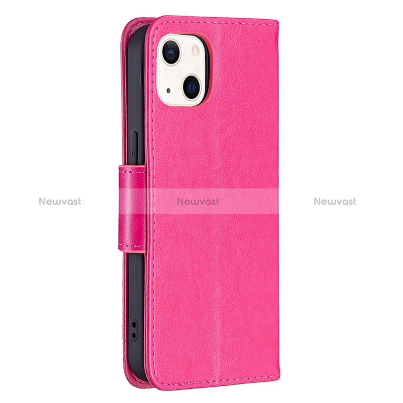 Leather Case Stands Butterfly Flip Cover L09 Holder for Apple iPhone 15 Hot Pink