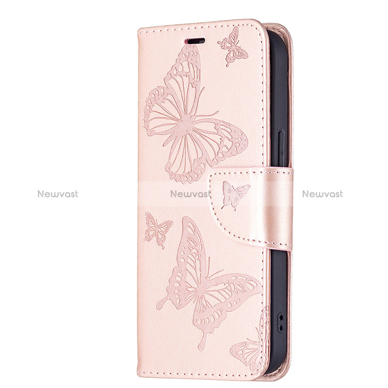 Leather Case Stands Butterfly Flip Cover L09 Holder for Apple iPhone 15 Pink