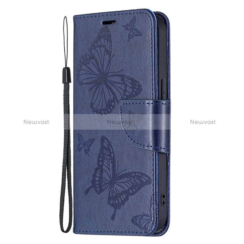 Leather Case Stands Butterfly Flip Cover L09 Holder for Apple iPhone 15 Plus Blue