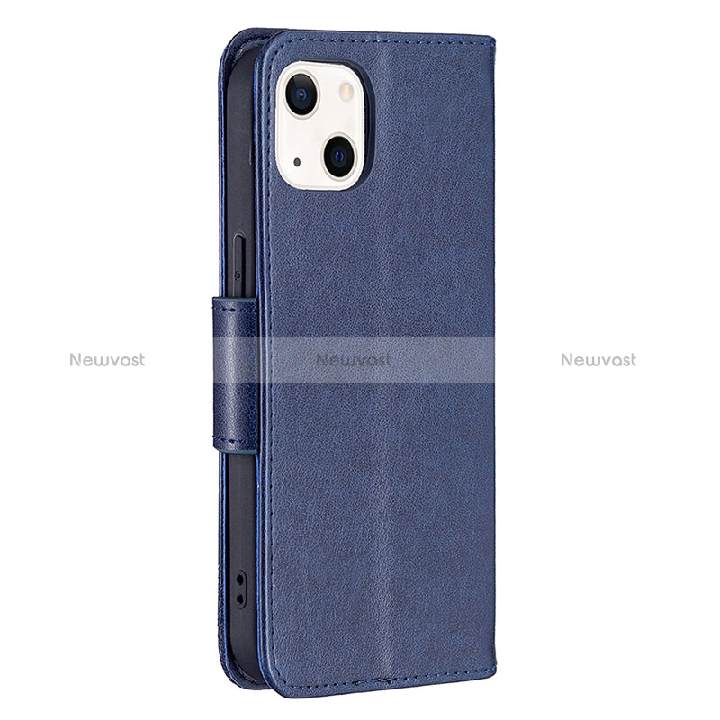 Leather Case Stands Butterfly Flip Cover L09 Holder for Apple iPhone 15 Plus Blue