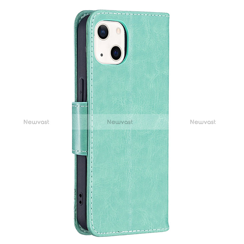 Leather Case Stands Butterfly Flip Cover L09 Holder for Apple iPhone 15 Plus Green