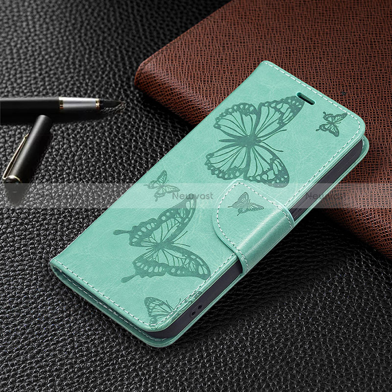 Leather Case Stands Butterfly Flip Cover L09 Holder for Apple iPhone 15 Plus Green