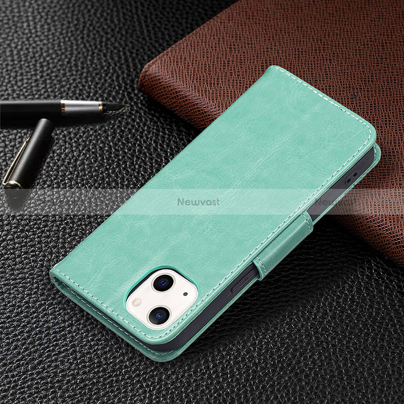 Leather Case Stands Butterfly Flip Cover L09 Holder for Apple iPhone 15 Plus Green