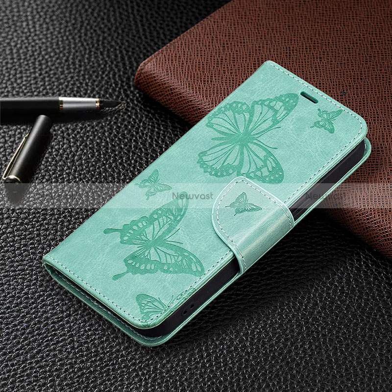 Leather Case Stands Butterfly Flip Cover L09 Holder for Apple iPhone 15 Pro Green