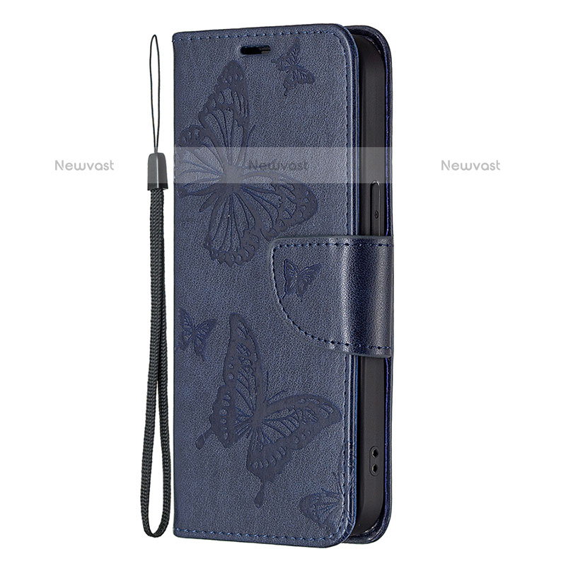 Leather Case Stands Butterfly Flip Cover L09 Holder for Apple iPhone 15 Pro Max Blue