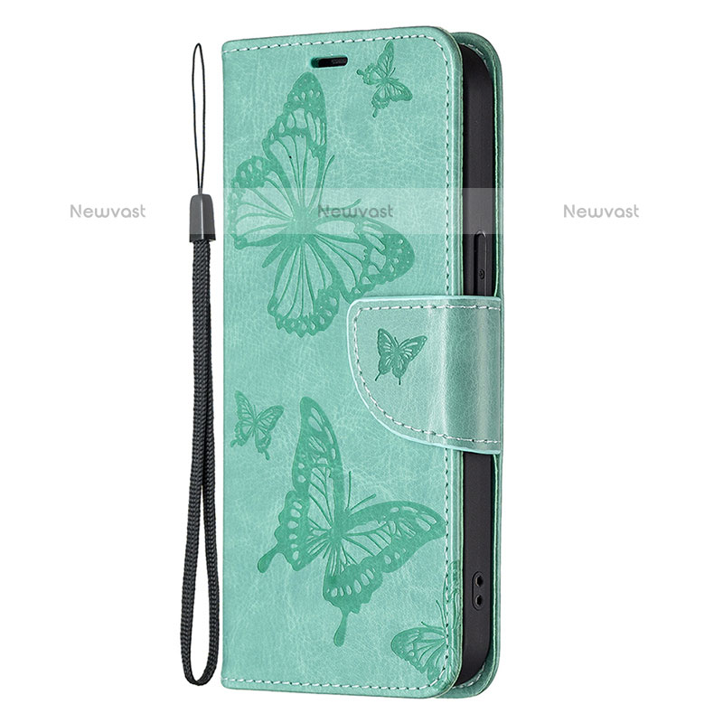 Leather Case Stands Butterfly Flip Cover L09 Holder for Apple iPhone 15 Pro Max Green