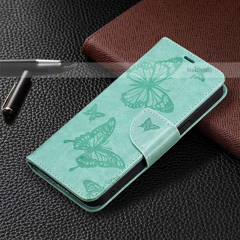 Leather Case Stands Butterfly Flip Cover L09 Holder for Apple iPhone 15 Pro Max Green