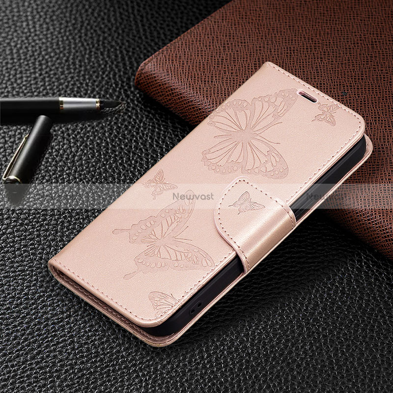 Leather Case Stands Butterfly Flip Cover L09 Holder for Apple iPhone 15 Pro Pink