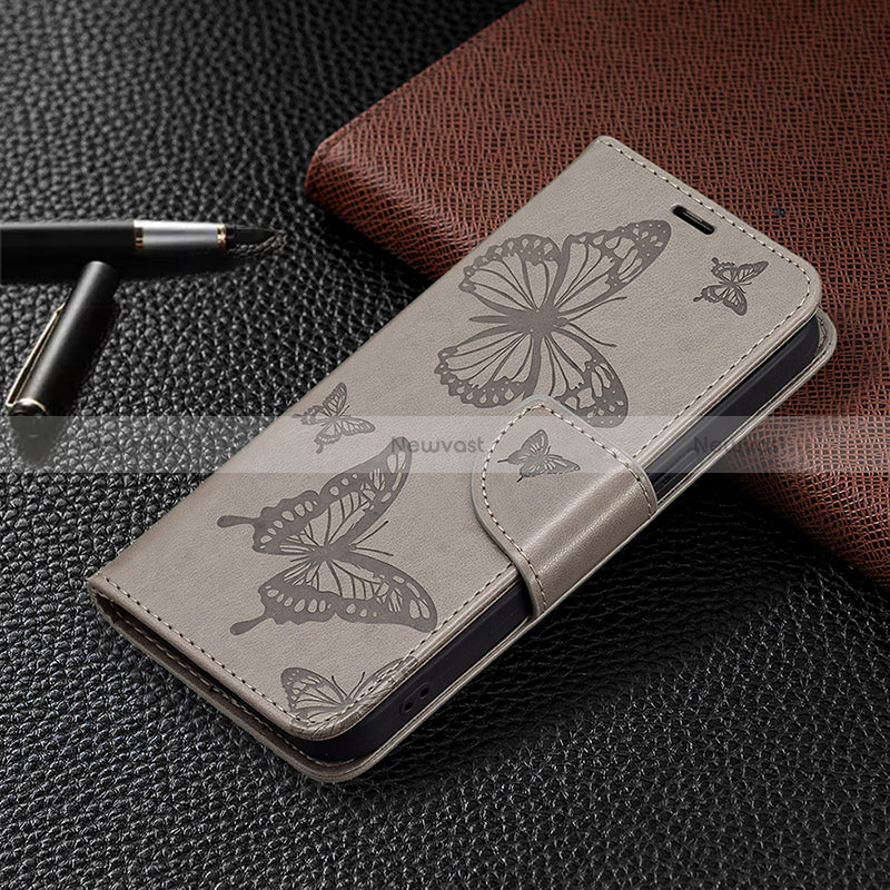 Leather Case Stands Butterfly Flip Cover L09 Holder for Apple iPhone 16 Pro Dark Gray