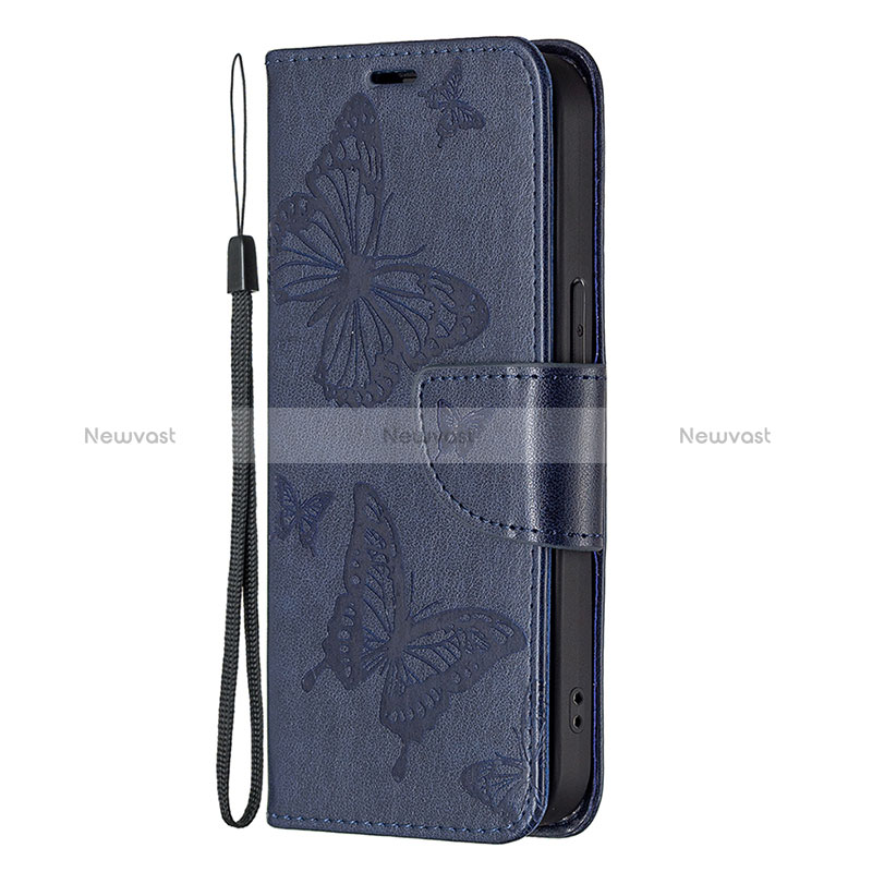 Leather Case Stands Butterfly Flip Cover L09 Holder for Apple iPhone 16 Pro Max Blue