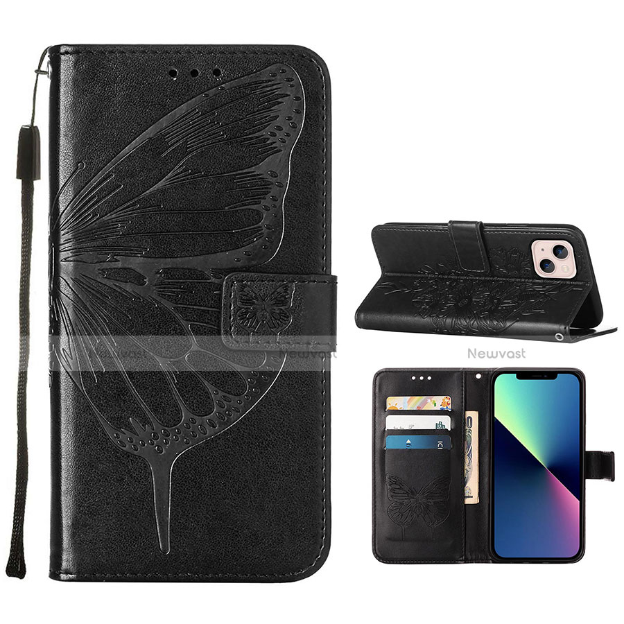 Leather Case Stands Butterfly Flip Cover L10 Holder for Apple iPhone 13 Black