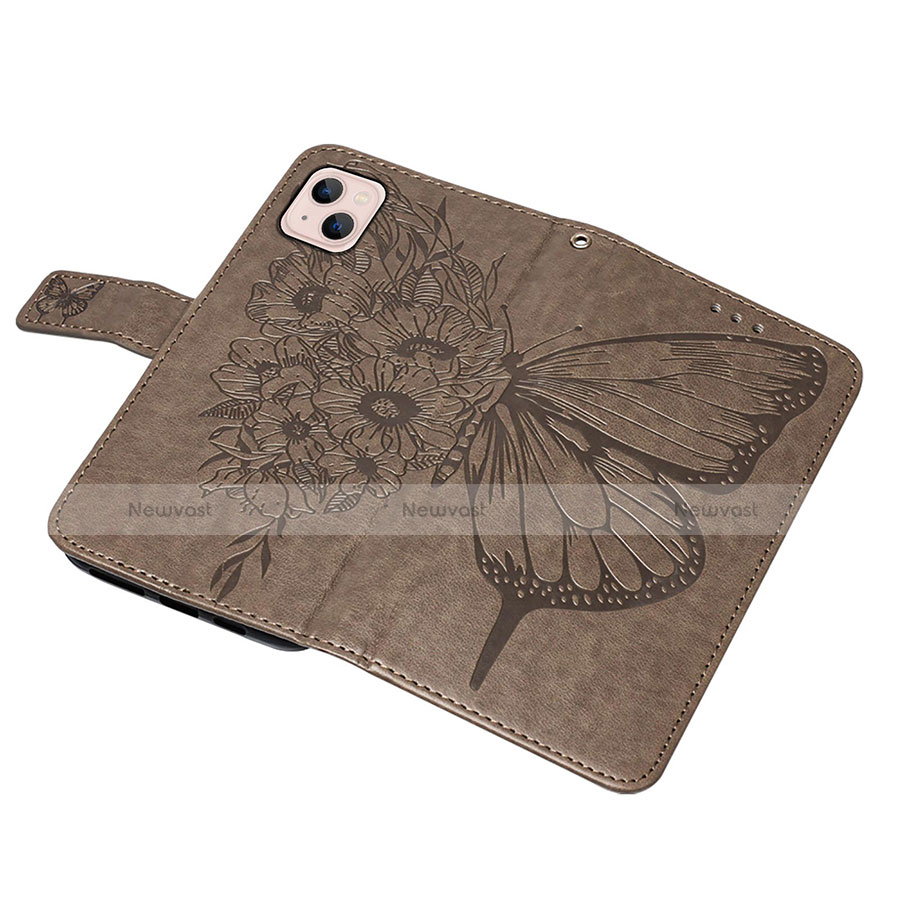 Leather Case Stands Butterfly Flip Cover L10 Holder for Apple iPhone 13 Dark Gray