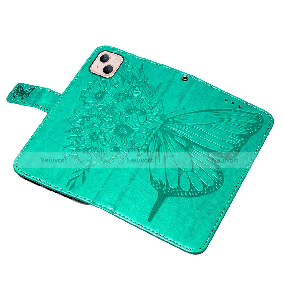 Leather Case Stands Butterfly Flip Cover L10 Holder for Apple iPhone 13 Green