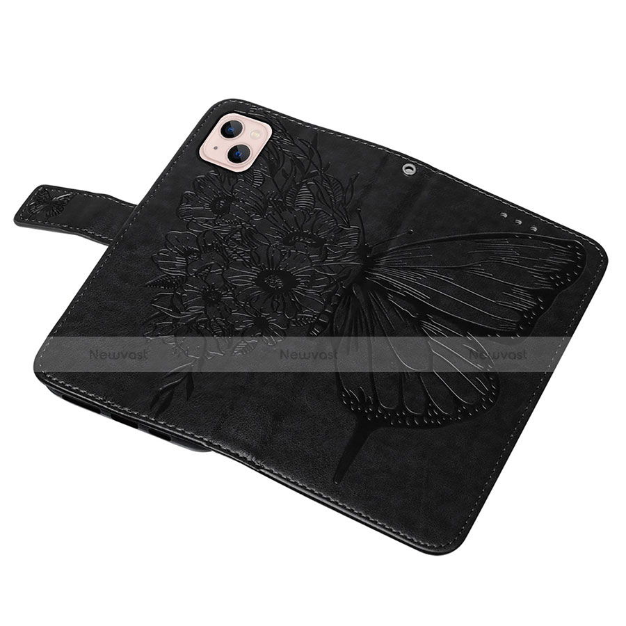 Leather Case Stands Butterfly Flip Cover L10 Holder for Apple iPhone 13 Mini Black