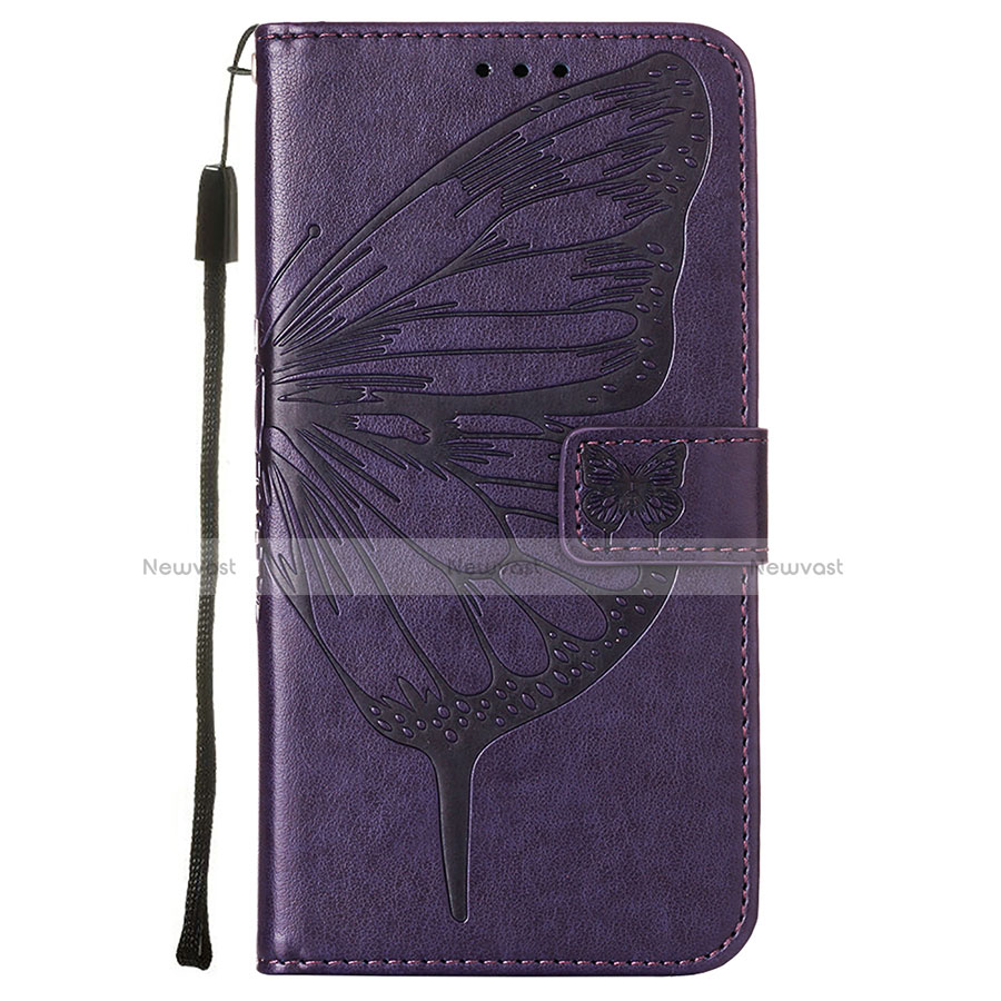 Leather Case Stands Butterfly Flip Cover L10 Holder for Apple iPhone 14 Plus Purple