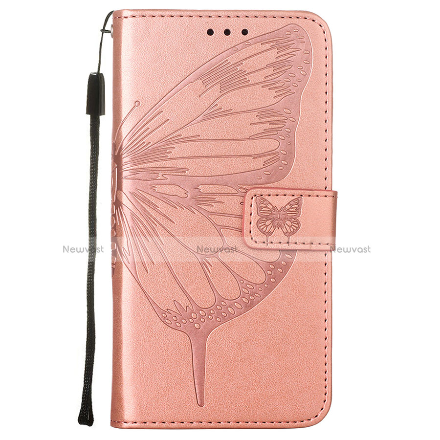 Leather Case Stands Butterfly Flip Cover L10 Holder for Apple iPhone 14 Plus Rose Gold