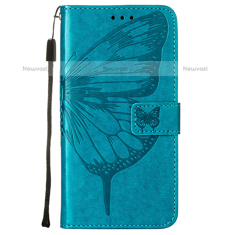 Leather Case Stands Butterfly Flip Cover L10 Holder for Apple iPhone 14 Pro Blue