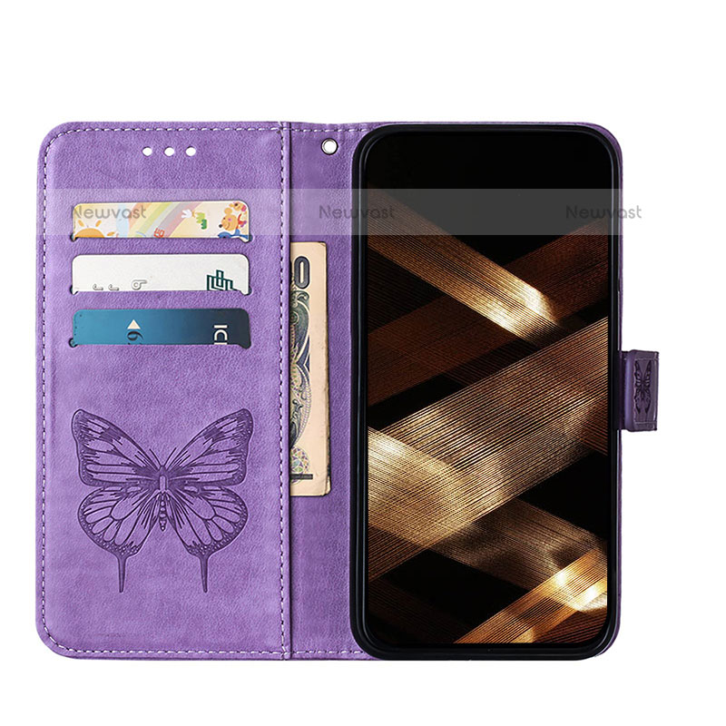 Leather Case Stands Butterfly Flip Cover L10 Holder for Apple iPhone 14 Pro Clove Purple