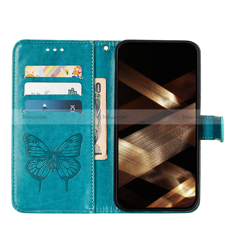 Leather Case Stands Butterfly Flip Cover L10 Holder for Apple iPhone 14 Pro Max Blue