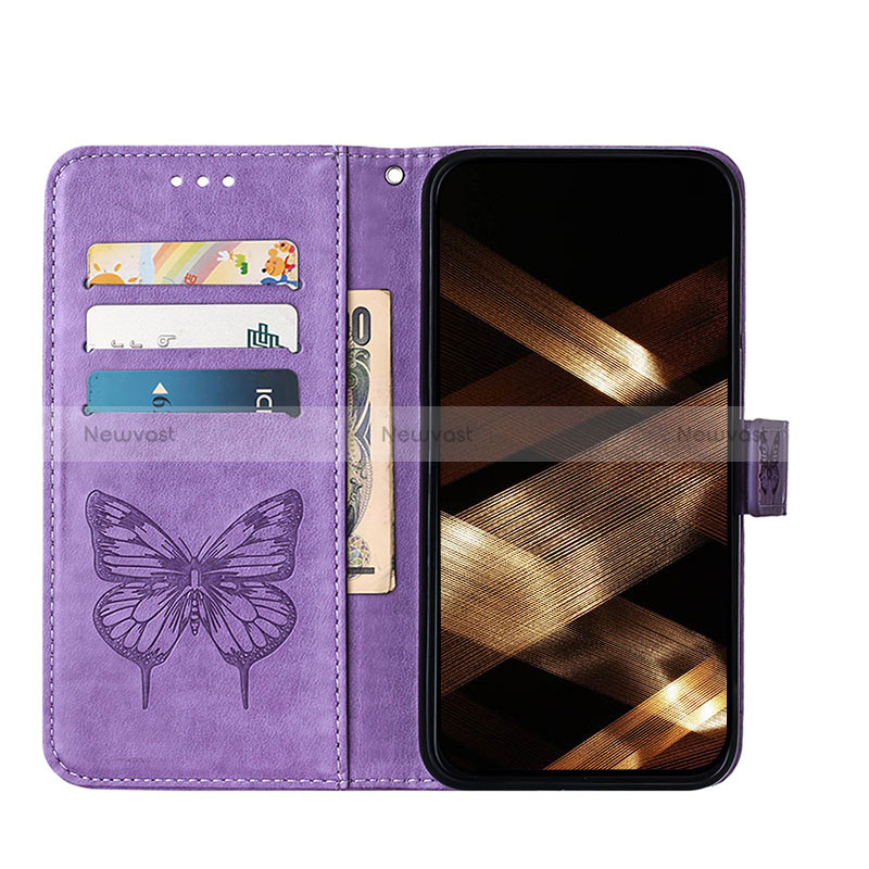 Leather Case Stands Butterfly Flip Cover L10 Holder for Apple iPhone 14 Pro Max Clove Purple