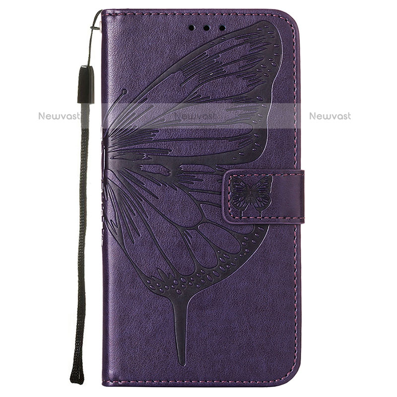 Leather Case Stands Butterfly Flip Cover L10 Holder for Apple iPhone 14 Pro Purple