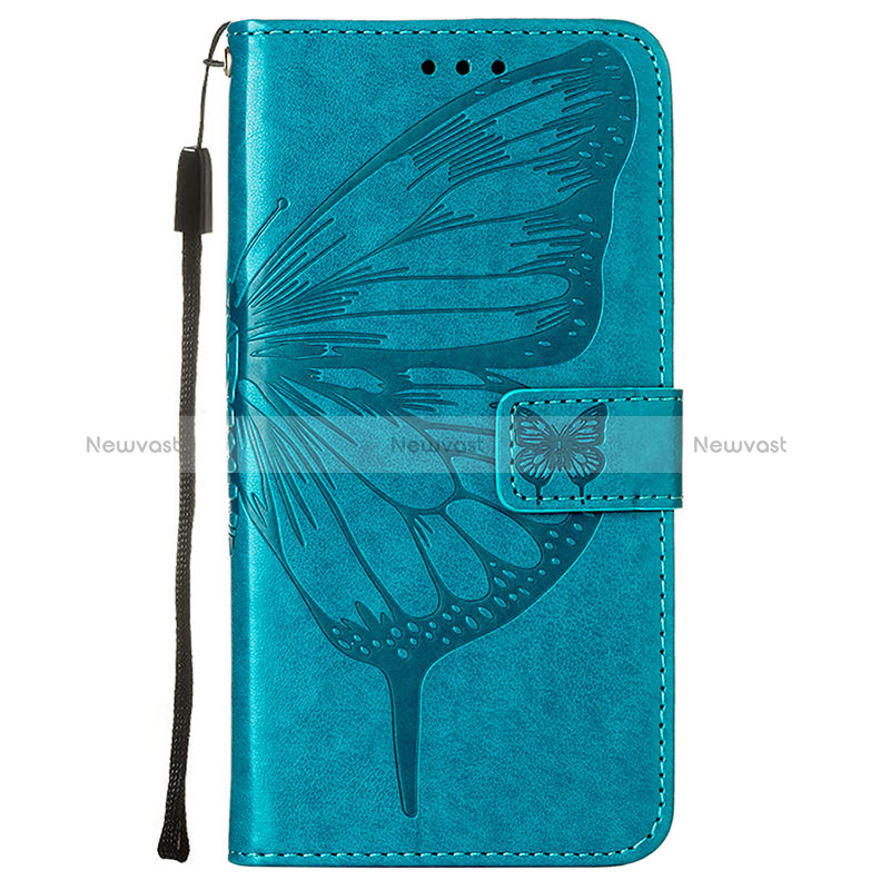 Leather Case Stands Butterfly Flip Cover L10 Holder for Apple iPhone 15 Blue