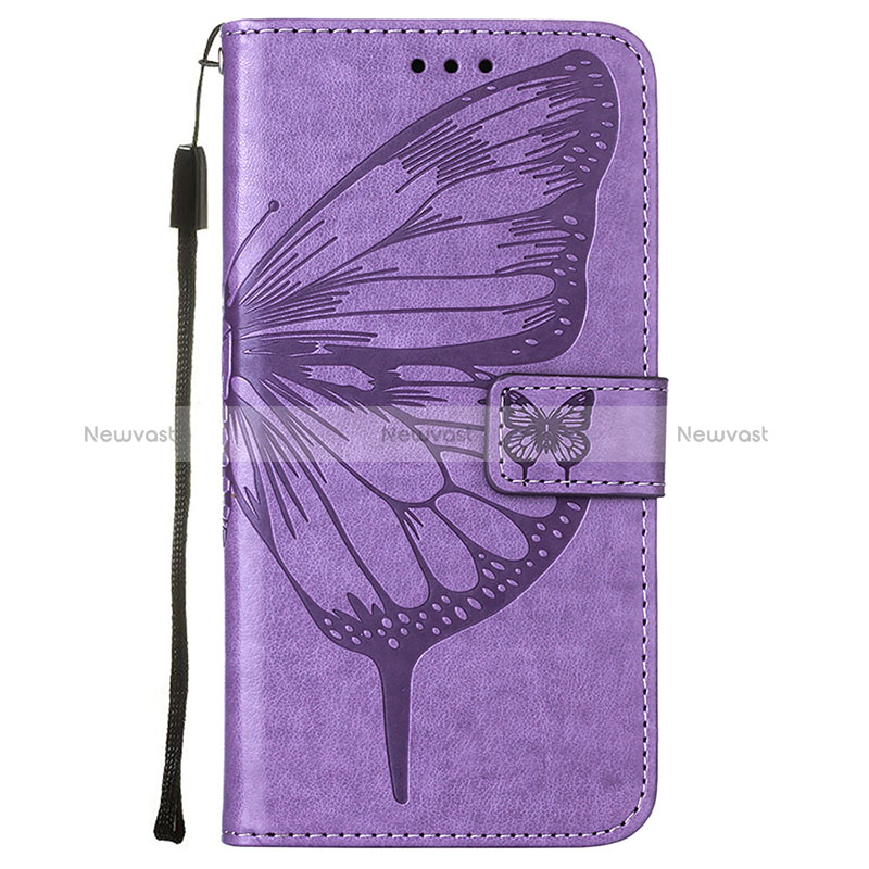 Leather Case Stands Butterfly Flip Cover L10 Holder for Apple iPhone 15 Clove Purple