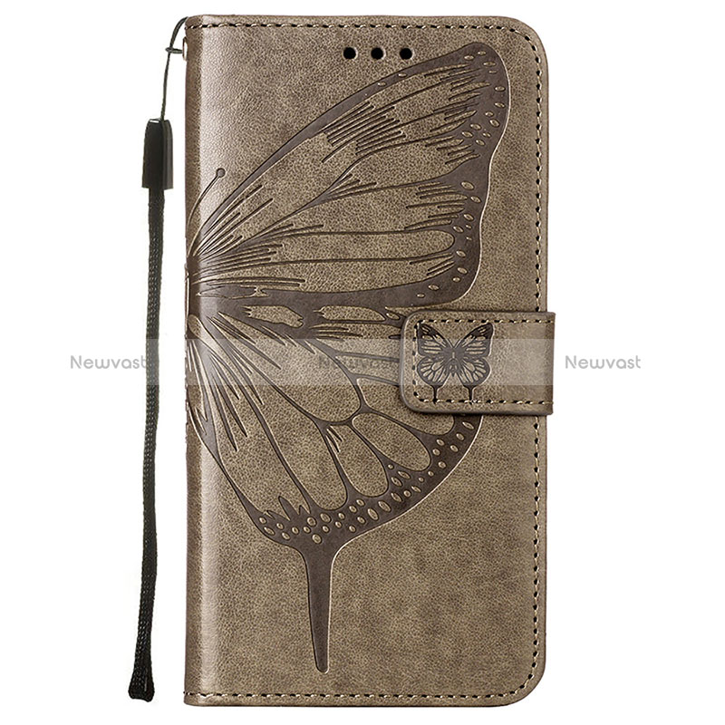 Leather Case Stands Butterfly Flip Cover L10 Holder for Apple iPhone 15 Plus Dark Gray